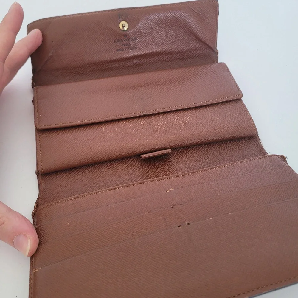 Louis Vuitton Monogram‎ Canvas Long Wallet Brown Leather France TH0064 Fair